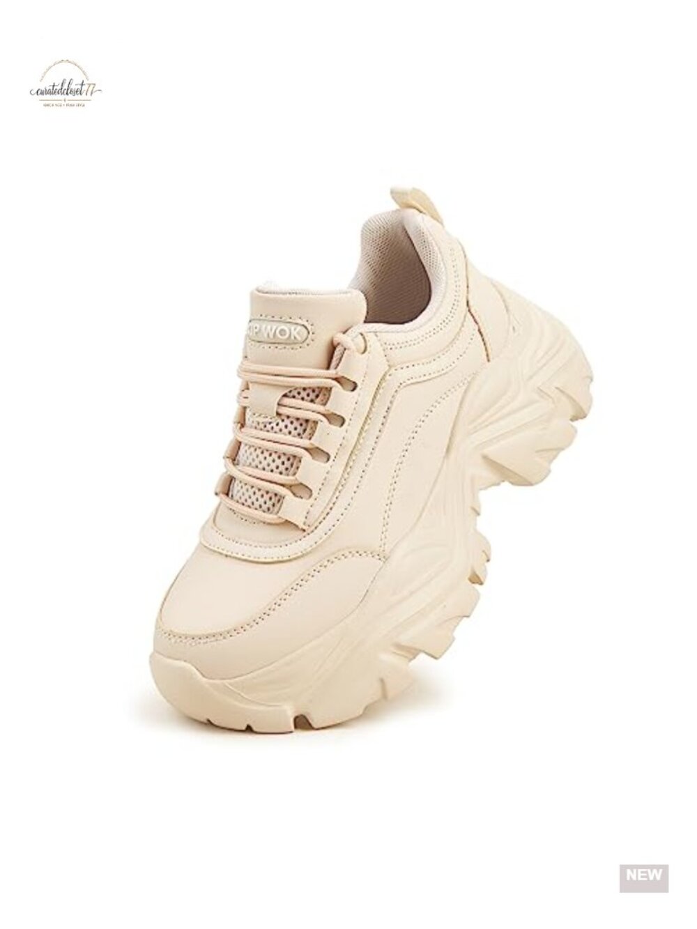 Women's Chunky Platform Sneakers Faux Leather Lace-Up Memory Foam Casual
